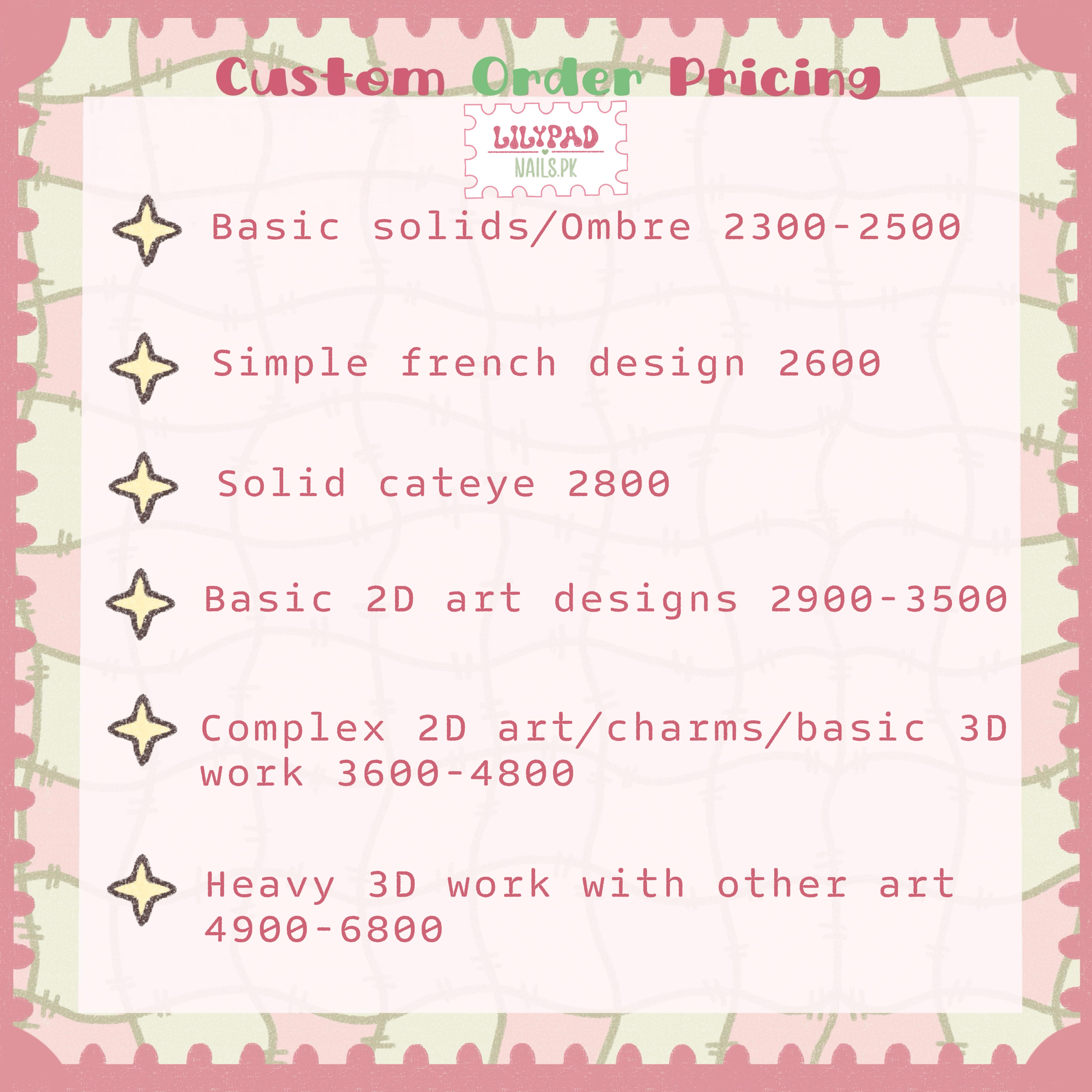Lilypad Nails Pricing Tier Chart